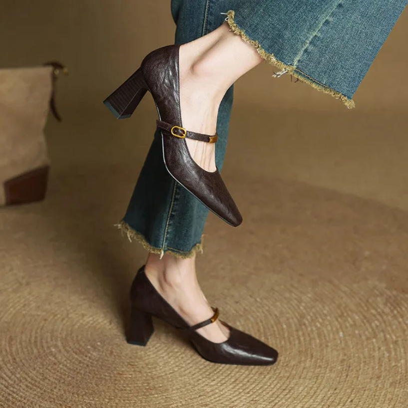 Emily Genuine Leather Heels