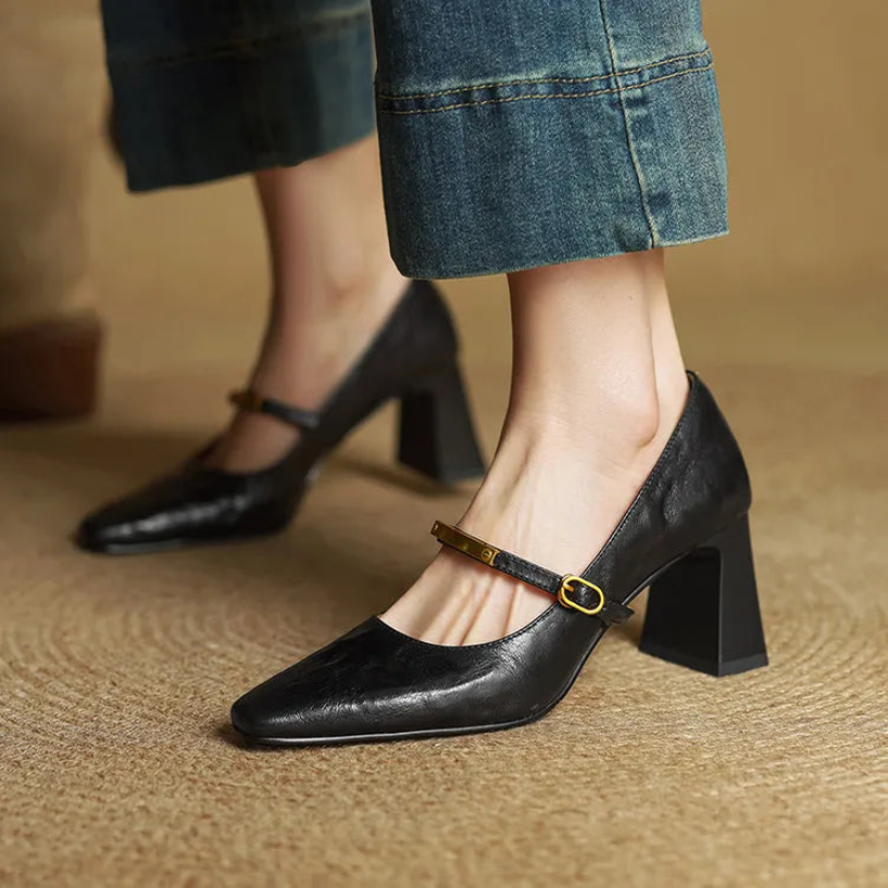 Emily Genuine Leather Heels