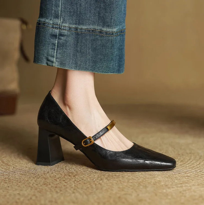 Emily Genuine Leather Heels